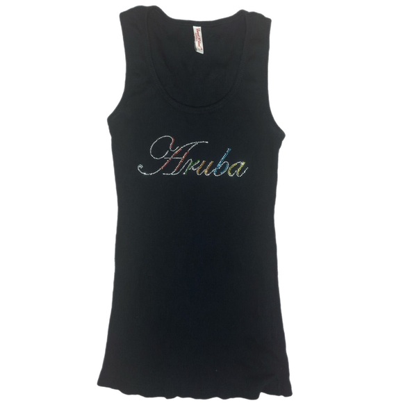 Tops - Aruba Black Ribbed Tank